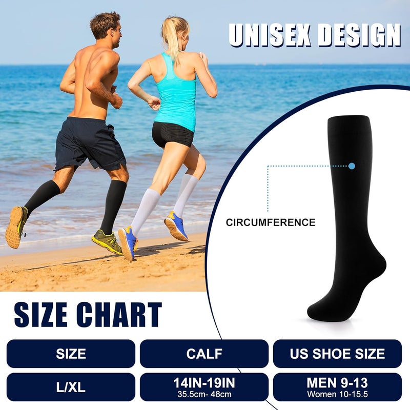 Tisancy 4 Pairs Cotton Compression Socks for Women Men 20-30mmhg Is Best Support Stocking for Running Hiking Cycling - Image 3